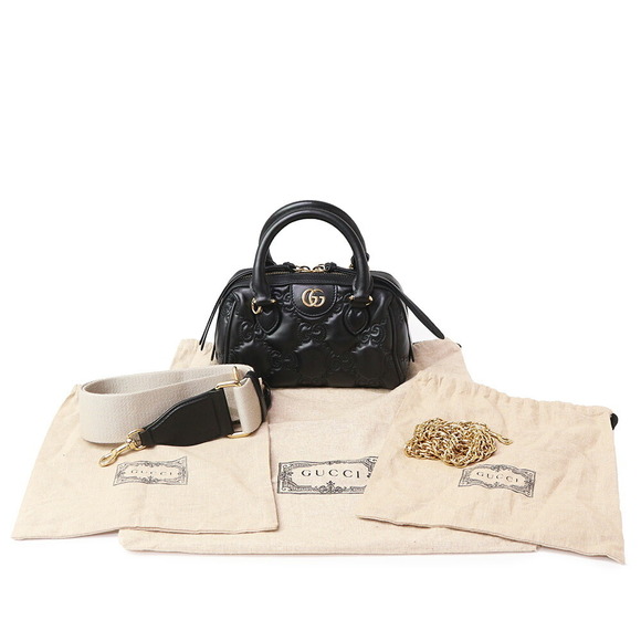 Gucci GG Matelasse Leather Bag Chain Crossbody Handbag Black - Picture 2 of 9